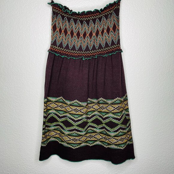 Hazel by Anthro Y2K Tube Top Dress Embroidered Smocked Retro Small - Picture 8 of 9